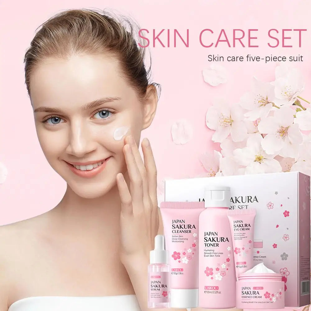 Sakura Skin Care Set – Complete Hydrating & Brightening Kit: : toner, serum, cream & more. Hydration, glow & anti-aging in one elegant gift box.
