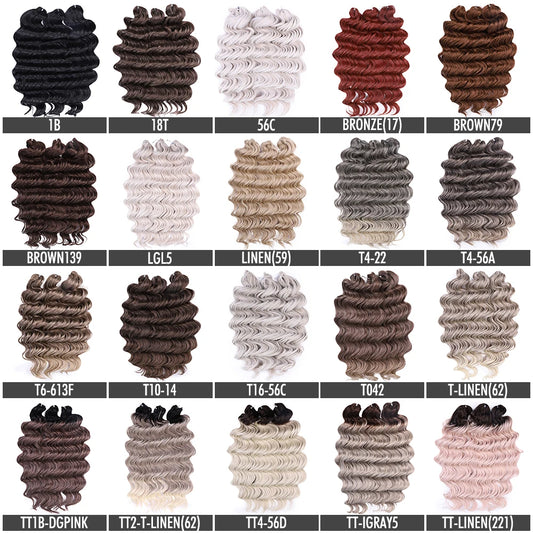 24 Inch Brown Blonde Pink Synthetic Body Loose Deep Wave Braiding Hair Extensions Water Wave Twist Crochet Curly Hair for Women