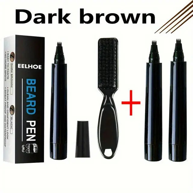Hot Sale Beard Filling Pen Kit Beard Enhancer Brush Beard Coloring Shaping Tools Waterproof Black Brown Hair Pencil Man Cosmetic