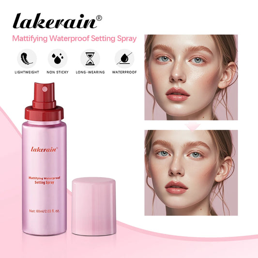 LAKERAIN Mattifying Waterproof Setting Spray – Long-Lasting Oil Control Makeup Fixer, Controls oil, prevents shine & keeps makeup flawless all day on every skin type.