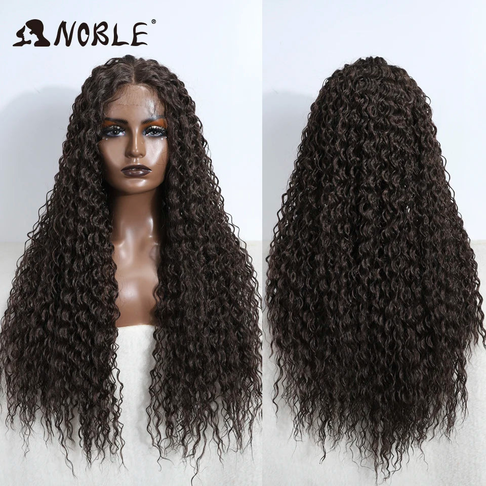 Noble Synthetic Lace Wig Long Curly 31 Inch Ombre Blonde Lace Front Wigs For Black Women Heat Resistant Cosplay Lace Wigs