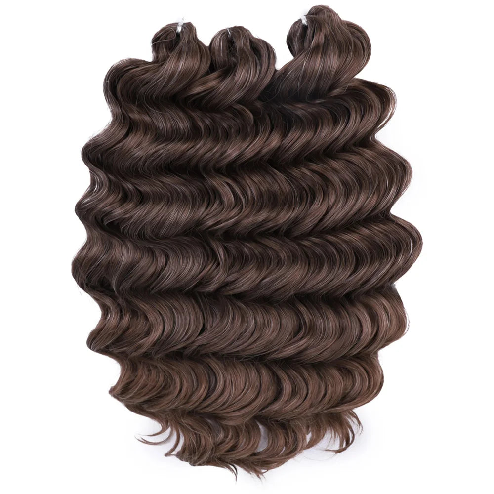 24 Inch Brown Blonde Pink Synthetic Body Loose Deep Wave Braiding Hair Extensions Water Wave Twist Crochet Curly Hair for Women
