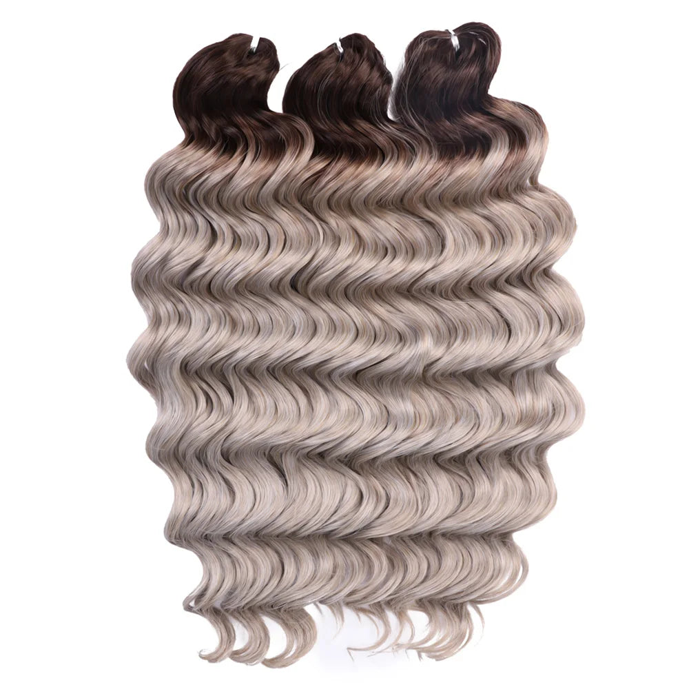 24 Inch Brown Blonde Pink Synthetic Body Loose Deep Wave Braiding Hair Extensions Water Wave Twist Crochet Curly Hair for Women
