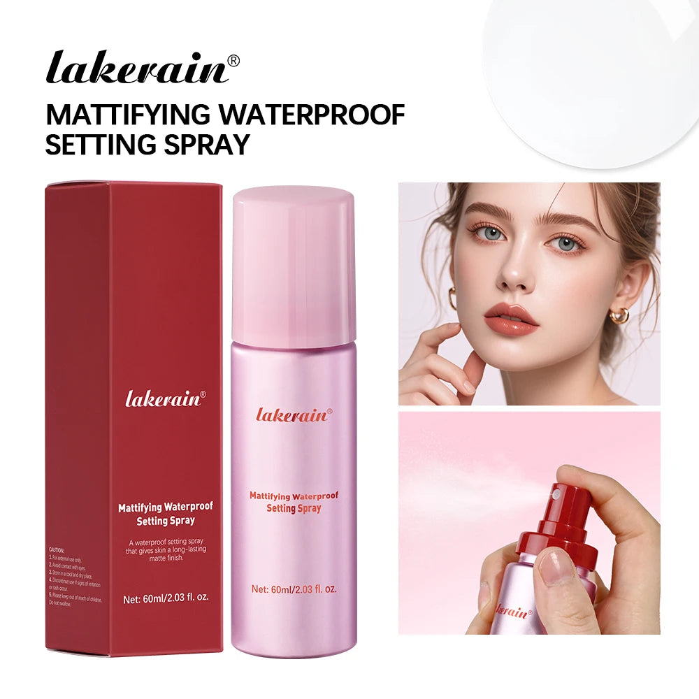 LAKERAIN Mattifying Waterproof Setting Spray – Long-Lasting Oil Control Makeup Fixer, Controls oil, prevents shine & keeps makeup flawless all day on every skin type.