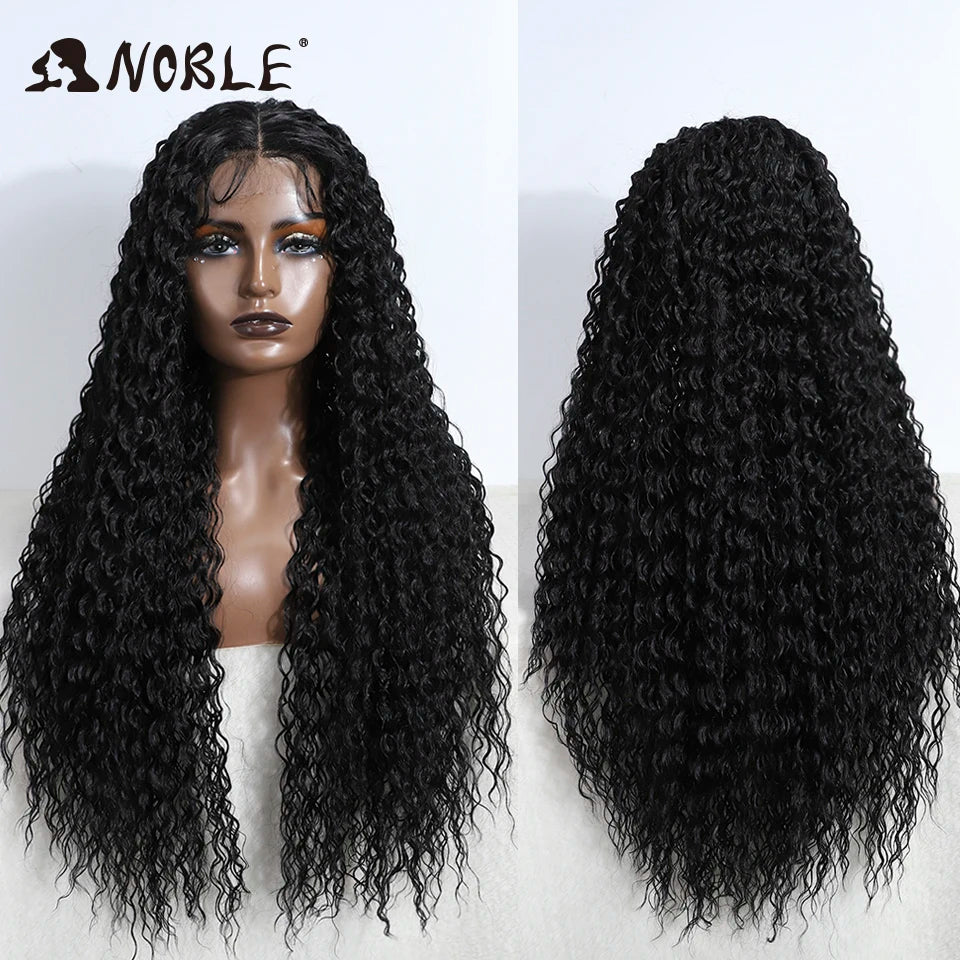 Noble Synthetic Lace Wig Long Curly 31 Inch Ombre Blonde Lace Front Wigs For Black Women Heat Resistant Cosplay Lace Wigs