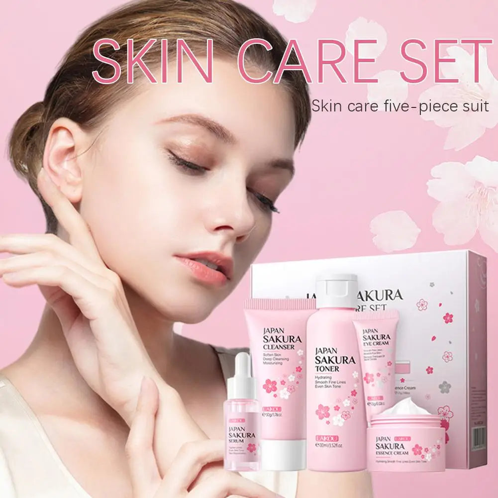 Sakura Skin Care Set – Complete Hydrating & Brightening Kit: : toner, serum, cream & more. Hydration, glow & anti-aging in one elegant gift box.