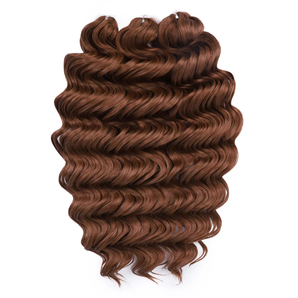 24 Inch Brown Blonde Pink Synthetic Body Loose Deep Wave Braiding Hair Extensions Water Wave Twist Crochet Curly Hair for Women