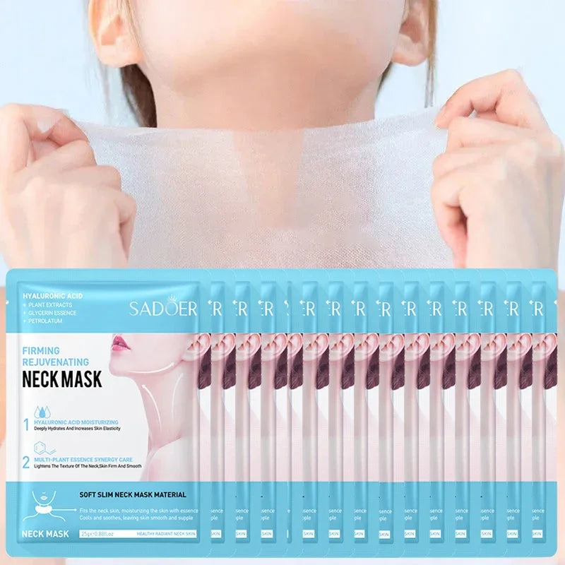 SADOER Hyaluronic Acid Neck Mask – Collagen Firming & Brightening (10pcs) Nourish & firm your neck with SADOER hyaluronic acid masks.