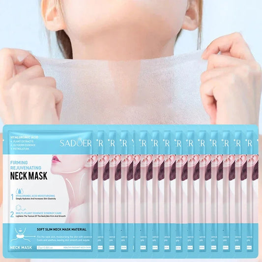 SADOER Hyaluronic Acid Neck Mask – Collagen Firming & Brightening (10pcs) Nourish & firm your neck with SADOER hyaluronic acid masks.