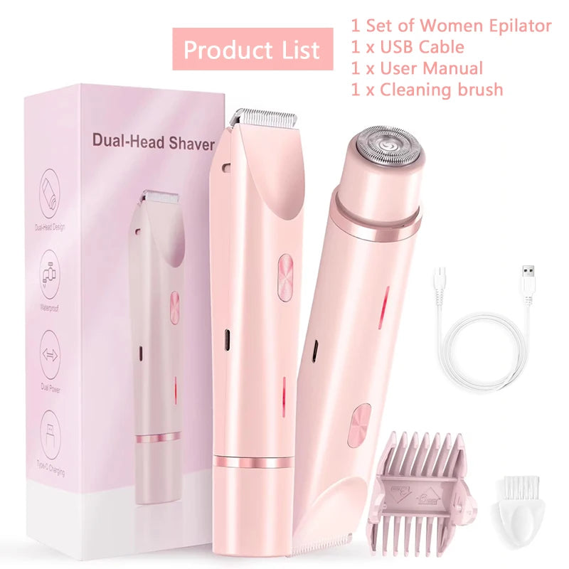 Electric Razor & Bikini Trimmer  2-in-1 Dual Head, Wet & Dry, detachable blade, Smooth painless shaving.